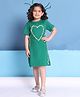 BaawRi Viscose Half Sleeves Heart Shaped Jute Lace Detailed Dress - Green