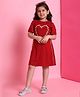 BaawRi Viscose Half Sleeves Heart Shaped Jute Lace Detailed Dress - Red