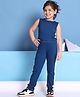 BaawRi Viscose Jersey Sleeveless Side Taped Top & Coordinating Pant Set - Blue