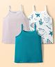 Kookie Kids Single Jersey Knit Sleeveless Striped & Fish Printed Slips Pack of 3 - Multicolor