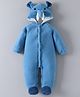 Mark & Mia Full Sleeves Elephant Theme Footed Rompers With Hood & Applique - Blue