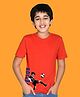 NUSYL Cotton Blend Half Sleeves Superior Text Printed Tee - Red