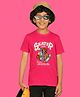 NUSYL Cotton Blend Half Sleeves Skater Text Printed Tee - Hot Pink