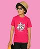 NUSYL Cotton Blend Half Sleeves Slam Dunk Text Printed Tee - Hot Pink