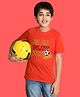 NUSYL Cotton Blend Half Sleeves Play The Game Text Printed Tee - Red