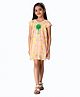 Creative Kids Cap Sleeves Lemon Printed & Floral Applique Detailed Dress - Pink