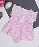 Creative Kids Rayon Flutter Sleeves Floral Printed Frock Style Onesie - Pink & White
