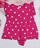 Creative Kids Rayon Flutter Sleeves Polka Dots Printed Frock Style Onesie - Pink & White