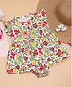 Creative Kids Cotton Flutter Sleeves Floral Printed Frock Style Onesie - Green & Yellow