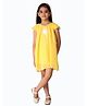 Creative Kids Cap Sleeves Floral Printed & Applique Detailed Dress - Yellow & White