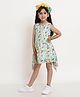 Creative Kids Sleeveless Floral Printed Dress - Pink & Green