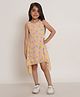 Creative Kids Sleeveless Lemon & Polka Dots Printed Dress - Pink & Yellow