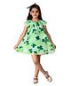 Creative Kids Cap Sleeves Floral Printed Dress - Green
