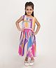 Creative Kids Sleeveless Striped & Abstract Printed Dress - Pink & Blue