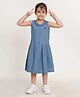 Creative Kids Cotton Sleeveless Abstract Embroidered Dress - Navy Blue