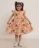 Creative Kids Cotton Frill Sleeves Paisley Printed Dress - Multi Colour