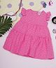 Creative Kids Woven Frill Sleeves Dots & Lines Printed Dress - Pink & White