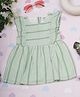 Creative Kids Cotton Woven Sleeveless Striped Dress - White & Green