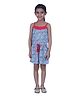 Creative Kids Viscose Woven Sleeveless Floral Printed Jumpsuit - Red & Blue