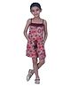 Creative Kids Viscose Woven Sleeveless Damask Printed Jumpsuit - Maroon & Brown