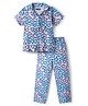 Pine Kids Single Jersey Knit Half Sleeves Co-Ord Night Suit with Heart Print - Tanager Turquoise