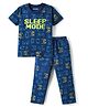 Pine Kids Single Jersey Knit Half Sleeves Night Suit With Text Print - Blue