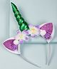 Arendelle Unicorn Horn & Floral Applique Detailed Hair Band - Green