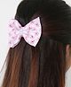 Arendelle Bow Applique Detailed Floral Designed Hair Clip - Pink