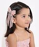 Arendelle Bow Applique Detailed Rhinestones Embellished Hair Clip - Pink