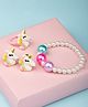 Arendelle Set Of 4 Pearls Embeliished & Unicorn Designed Jewellery Set - White