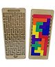 GYANOTOY Wooden Ball Maze & Tetris Puzzle Game Set