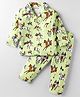Little Darlings Interlock Knit Full Sleeves Co-ord Night Suit With Horse Riding Print - Light Green