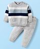 Babyhug Knit Full Sleeves Sweater Set with Stripes & Cable Knit Design - Grey & Light Blue