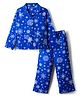 Pine Kids Single Jersey Knit Full Sleeves Co-ord Night Suit with Snowflake Print - Royal Blue