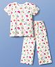 Pine Kids Single Jersey Knit Half Sleeves Co-ords Night Suit With Floral Print - White