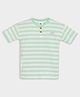 Mi Arcus Cotton Elastane Half Sleeves Striped Tee - Green