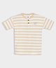 Mi Arcus Cotton Elastane Half Sleeves Striped Tee - Beige