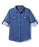 Pine Kids Woven Full Sleeves Washed Denim Shirt - Blue
