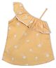 Nino Togs Cotton Sleeveless One Shoulder Abstract Printed Top - Lemon Yellow