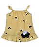 Nino Togs Cotton Cap Sleeves Abstract Printed & Floral Applique Detailed Top - Mustard