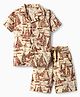 OLLINGTON ST. Single Jersey Knit Half Sleeves Co-ords Shirt & Short Set With Abstract Print - Multicolour