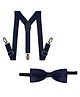 Arendelle Set Of 2 Solid Bow & Suspender Set - Dark Blue