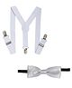 Arendelle Set Of 2 Solid Bow & Suspender Set - White
