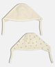 MINI KLUB Cotton Pack Of 2 Striped & Floral Designed Caps - Off White