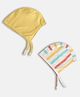 MINI KLUB Cotton Pack Of 2 Striped & Solid Caps - Yellow & Multi Colour