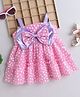 Many frocks & Tissue Sleeveless Floral Printed Bow Applique Dress - Pink