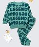 Nite Flite Cotton Knit Full Sleeves Pro Bro Legend Text Printed Coordinating Night Suit Set - Green