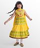 EARTHY TOUCH Cambric Woven Sleeveless Kurta Churidar Set & Dupatta With Floral Embriodery - Yellow