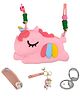 SCHOOLISH Silicone Sleeping Unicorn Sling Mini Bag For Girls With Key Ring, Comb and Mirror- PACK OF 1- COLOR MAY VARY