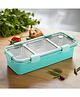 SCHOOLISH Stainless Steel Rectangular 3 Compartments Lunch Box with Cutlery Leak Proof Food Container with Locks for Child - PACK OF 1 - Green